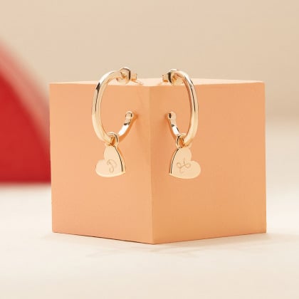 personalised heart hoop earrings gold plated merci maman