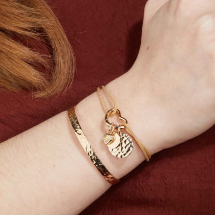 Personalisiertes Herz Lucky Charm Armbändchen vergoldet merci maman