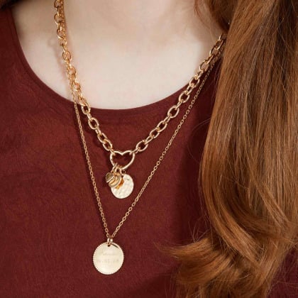 Collier personnalisé Breloque sur fermoir Coeur plaqué or merci maman