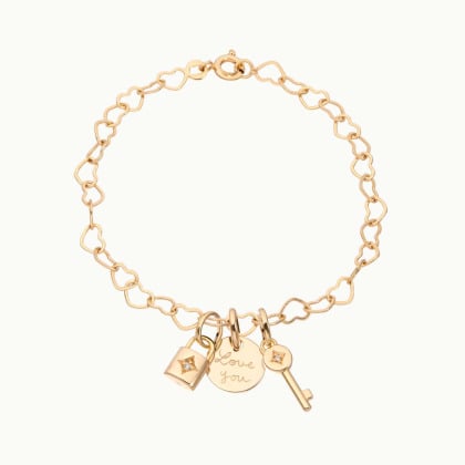 Personalised Heart Chain Bracelet Merci Maman