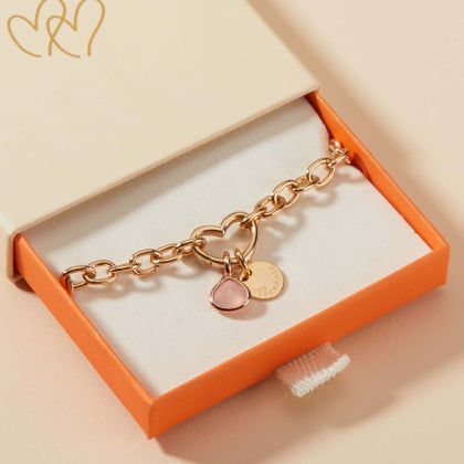 Braccialetto Personalizzato portafortuna con chiusura a cuore placcato oro merci maman