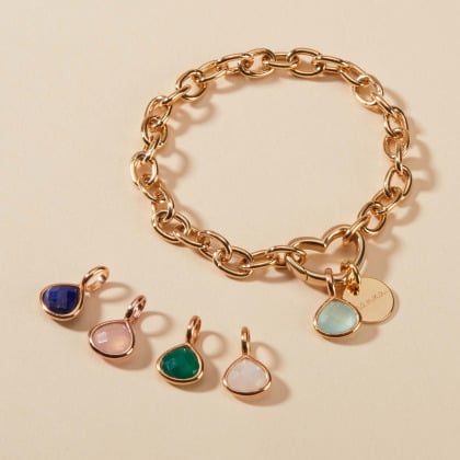 Braccialetto Personalizzato portafortuna con chiusura a cuore placcato oro merci maman