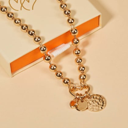 Personalised Small Lucky Charm Gold Pearl Necklace gold plated merci maman