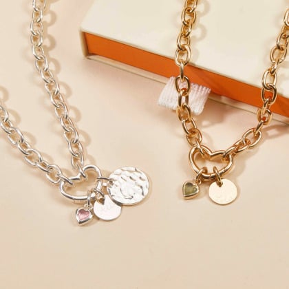 Collier personnalisé Breloque sur fermoir Coeur plaqué or merci maman