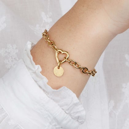 Personalised Heart Lucky Charm Stainless Steel Bracelet merci maman