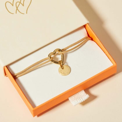 Personalised Heart Lucky Charm Stainless Steel Braid Bracelet
