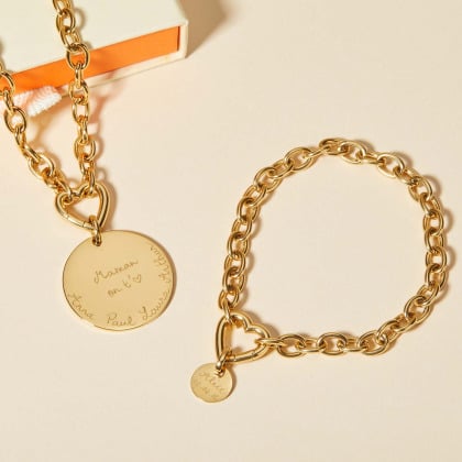 Personalised Heart Lucky Charm Stainless Steel Necklace merci maman