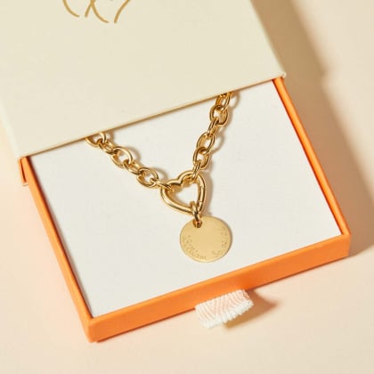 Personalised Heart Lucky Charm Stainless Steel Necklace merci maman