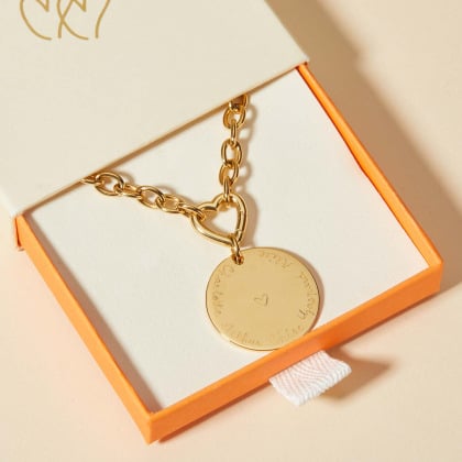 Personalised Heart Lucky Charm Stainless Steel Necklace merci maman