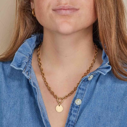 Personalised Heart Lucky Charm Stainless Steel Necklace merci maman