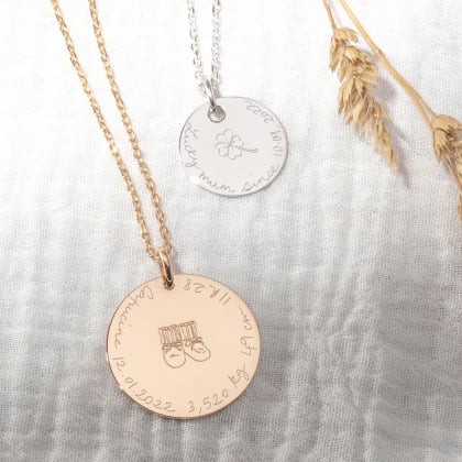 Personalised Illustration Necklace gold plated merci maman