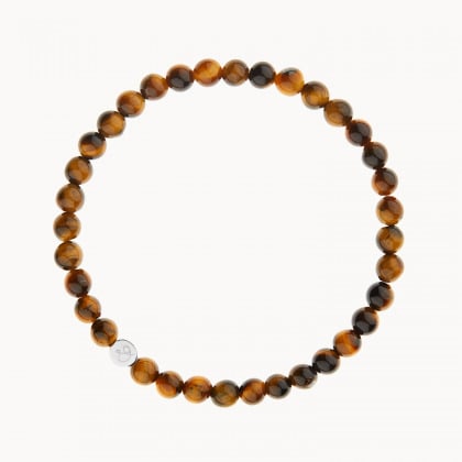 Braccialetto Personalizzato Perline con Iniziali Uomo argento sterling Occhio di Tigre merci maman