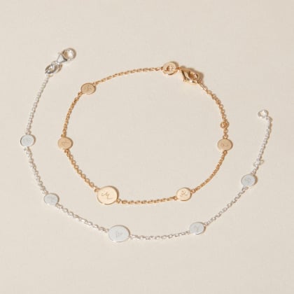 Personalised Initial Pastille Bracelet gold plated merci maman