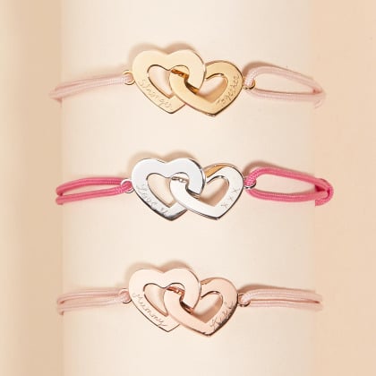 Bracelet personnalisé Coeurs Entrelacés merci maman