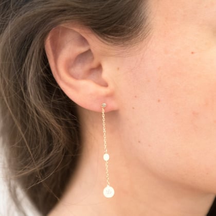 personalised initial pastille earrings gold plated merci maman