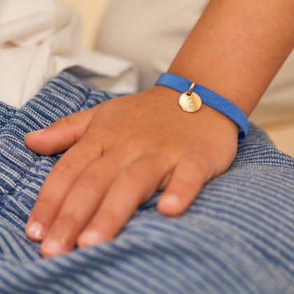 Pulsera personalizada de cinta elástica baño oro merci maman
