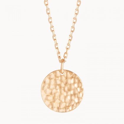 Personalised Large Hammered Disc Necklace gold plated merci maman