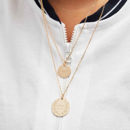 Personalised Laurel Wreath Necklace gold plated merci maman