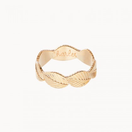 personalised leaf ring gold plated merci maman