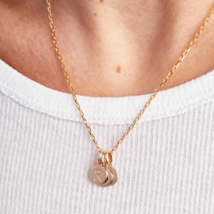 Collier Personnalisé Pendentif Lettre plaqué or merci maman