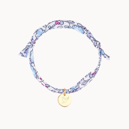 Braccialetto Liberty con illustrazione personalizzata per Battesimo o Comunione placcato in oro merci maman