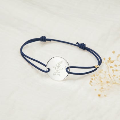 Meine Zeichnung - Personalisiertes großes Pastille Armband für Männer 925er sterlingsilber merci maman 