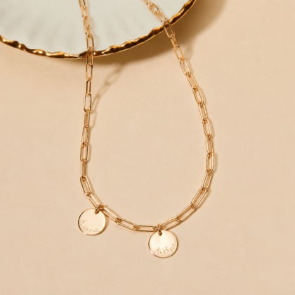 Personalised Dainty Love Links Necklace gold plated merci maman