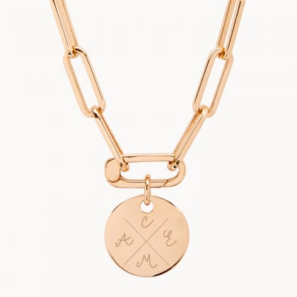 Collier personnalisé Rose des Vents Love Links plaqué or merci maman