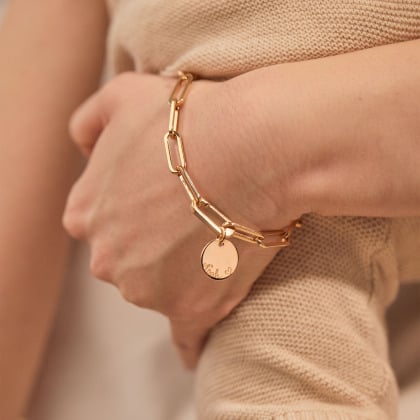 Personalised Love Links Bracelet gold plated merci maman