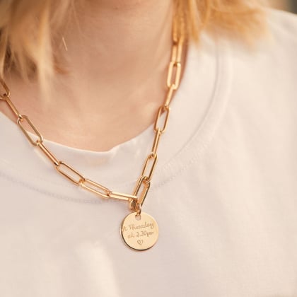 Personalised Love Links Necklace gold plated merci maman