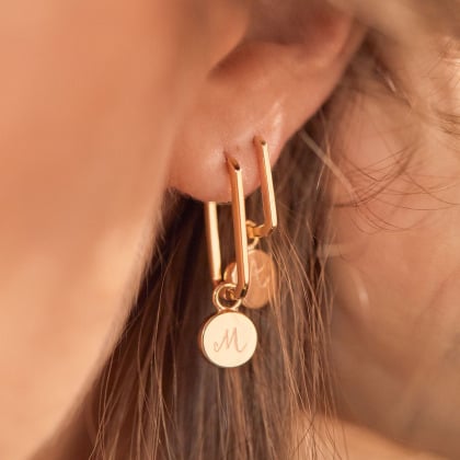 Personalisierte Love Links Kreolen vergoldet merci maman