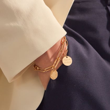 Personalised Love Links Bracelet gold plated merci maman