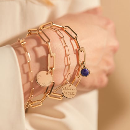 Bracelet Chaîne Love Links plaqué or merci maman