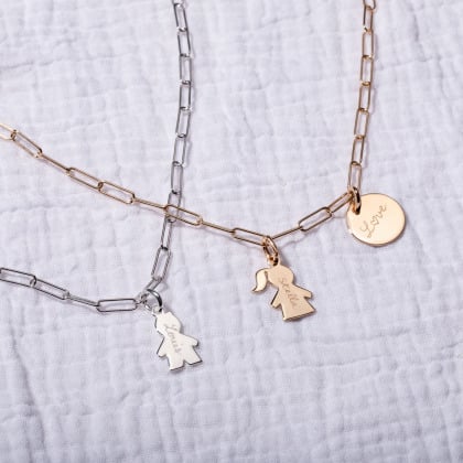 Personalised Love Links Family Necklace gold plated sterling silver merci maman