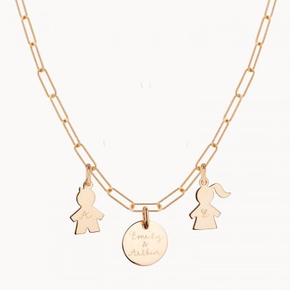 Personalised Love Links Family Necklace gold plated merci maman