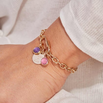 Personalised Lucky Charm Birthstone Bracelet vergoldet merci maman