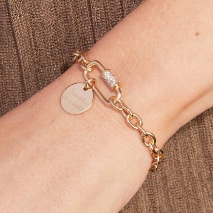 Bracelet à breloques personnalisé plaqué or merci maman