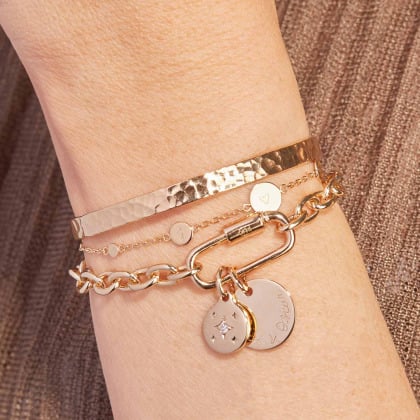 Bracelet à breloques personnalisé plaqué or merci maman