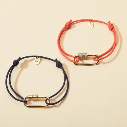 Bracelet à breloques Pierre de Naissance personnalisé sur cordon plaqué or merci maman