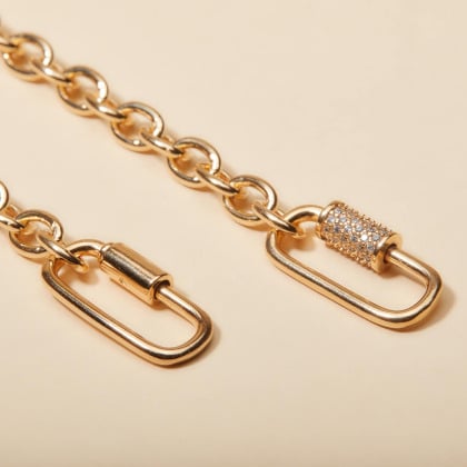 Pulsera personalizada Mini Alfabeto con Amuleto de la Suerte baño de oro merci maman