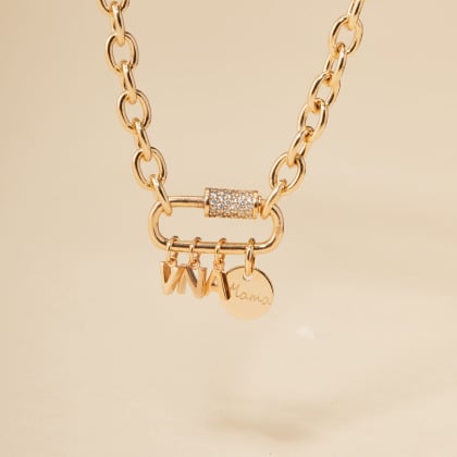 Personalisierte Lucky Charm Mini Buchstaben Halskette vergoldet merci maman