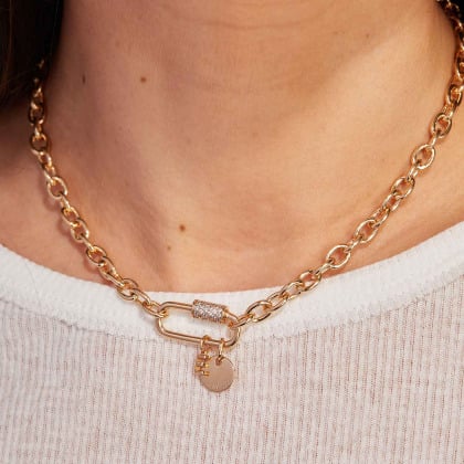 Personalisierte Lucky Charm Mini Buchstaben Halskette vergoldet merci maman