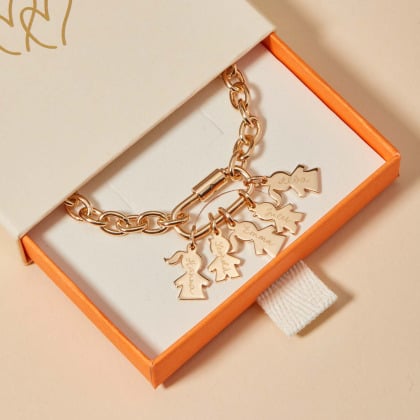 Personalisierte Lucky Charm Mini Familien Halskette vergoldet merci maman