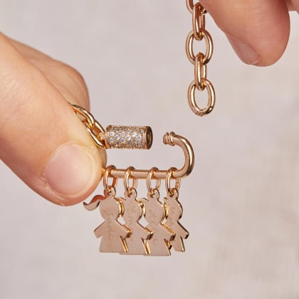 Personalisierte Lucky Charm Mini Familien Halskette vergoldet merci maman