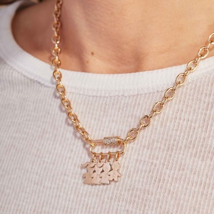 Personalisierte Lucky Charm Mini Familien Halskette vergoldet merci maman