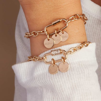 Personalisiertes Lucky Charm Namensarmband vergoldet merci maman