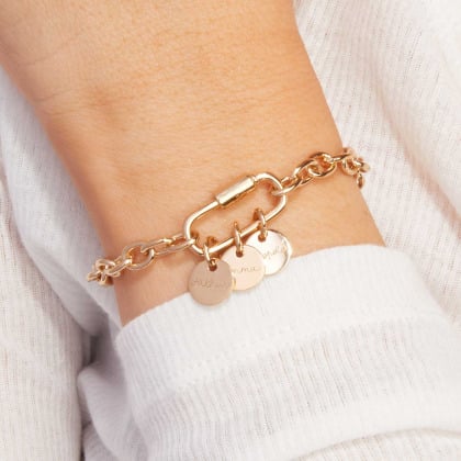 Personalisiertes Lucky Charm Namensarmband vergoldet merci maman