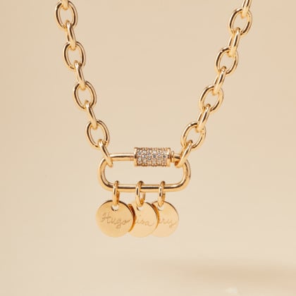 Personalised Lucky Charm Name Necklace gold plated merci maman