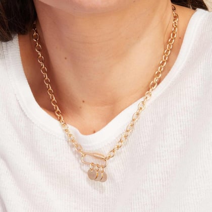 Personalised Lucky Charm Name Necklace gold plated merci maman