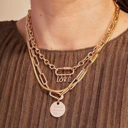 Personalised Lucky Charm Necklace gold plated merci maman